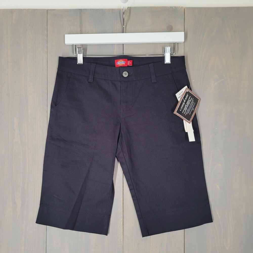 Dickies Stretch Twill Bermuda Shorts Girls 3 Navy Blue NWT Uniform